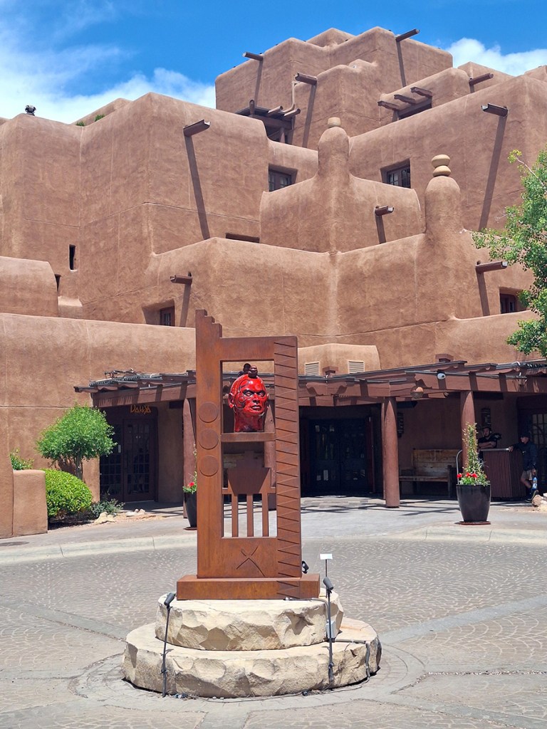 Unusual sculpture in Santa Fe. In front of a hotel.
